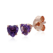 Boucles D'Oreilles Am�thystes, 9 CT or Rose 0,38 CT Am�thyste 4 Griffe Parure Boucles D'Oreilles Puces Coeur