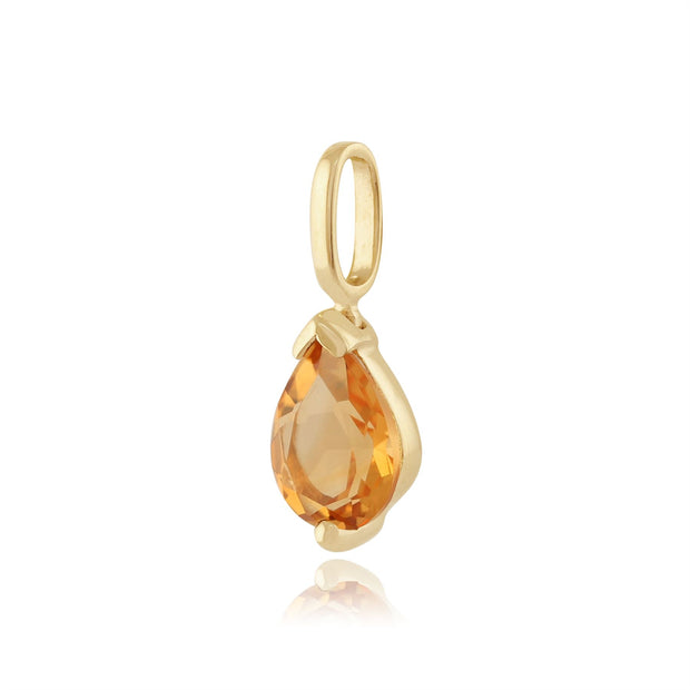 Pendentif Classique Or Jaune 375 Citrine Poire