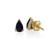 Boucles d'Oreilles Clou Classique Or Jaune 375 Iolite Poire Serti Griffe