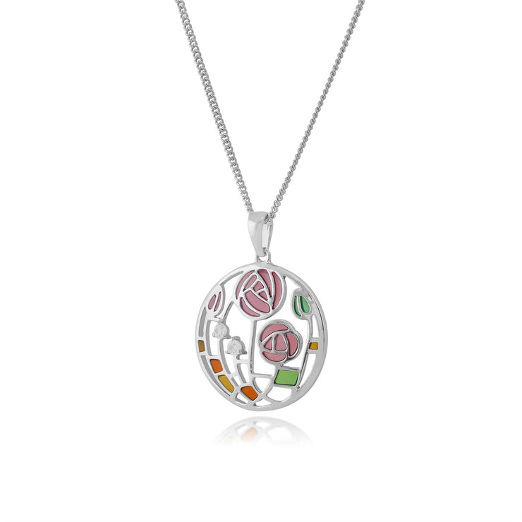 Collier Style Rennie Mackintosh Argent 925 Topaze Rose Cercle