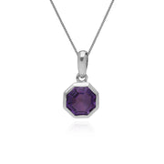 Bague et Pendentif Géométrique Argent 925 Améthyste Octogonal