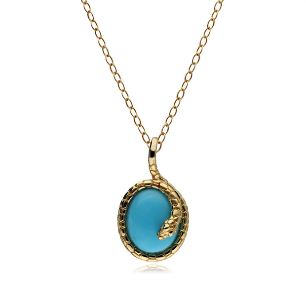 Pendentif ECFEW™ 'The Ruler' Serpent avec Turquoise Ovale
