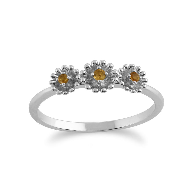 Gemondo Citrine Bague, 925 Sterling Silver 0.05ct Citrine Bague Fleur