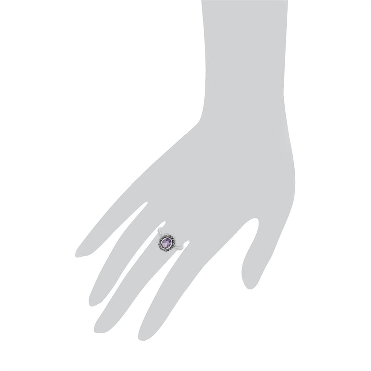 Gemondo Bague Amethyste, Argent Sterling Améthyste & Marcassite Bague Grappe - Améthyste