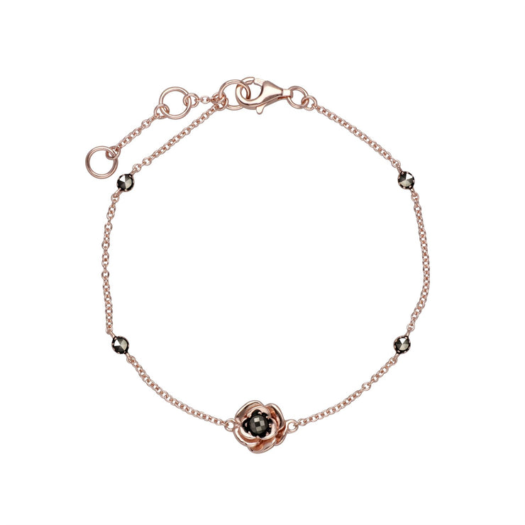 Plaqué or Rose Argent Sterling Fleur Marcassite 19cm Bracelet
