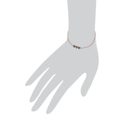 Plaqué or Rose Argent Sterling Trois Coeur Marcassite 19cm Bracelet