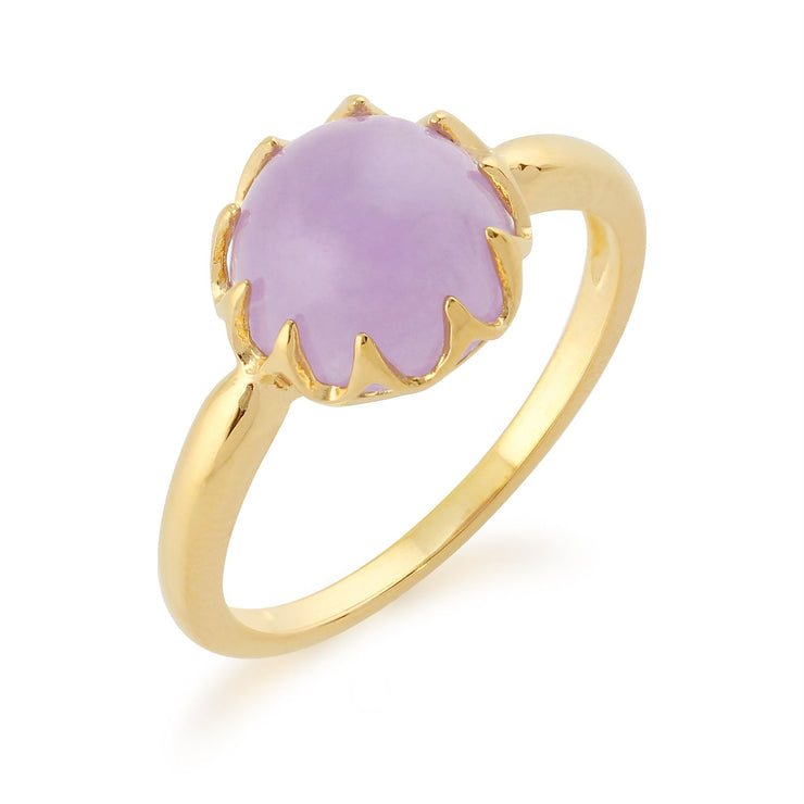 Gemondo' Calo' Jade Lavande Pastel Bague en 9ct or Jaune Plaqué Argent