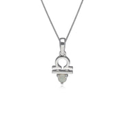 Pendentif Zodiaque Balance Or Blanc 375 Opale