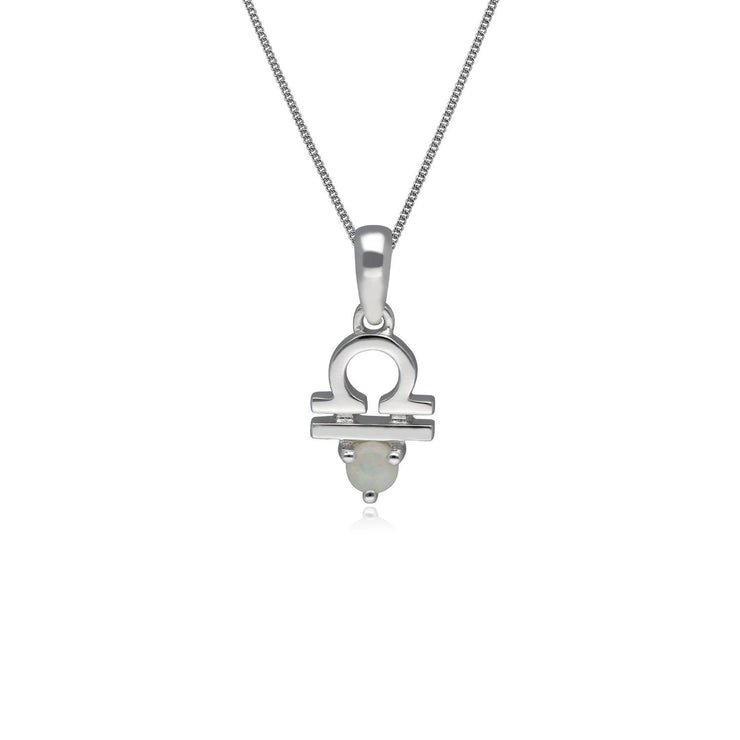 Pendentif Zodiaque Balance Or Blanc 375 Opale