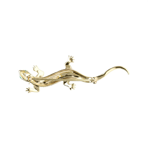 Broche Gecko Marcassite et Emeraude