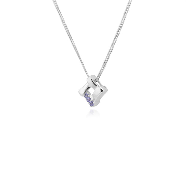 Pendentif Croisé Carré Classique Argent 925 tanzanite Ronde