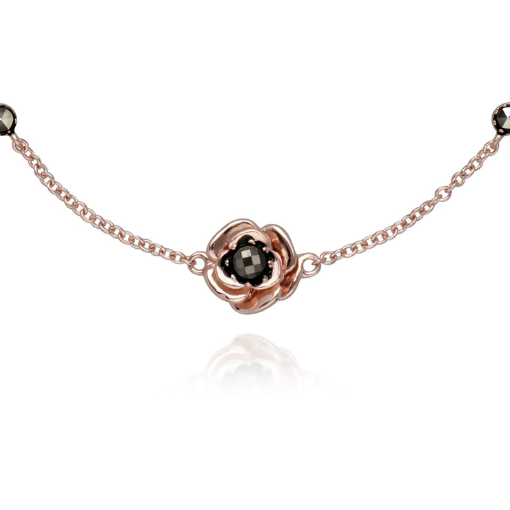 Plaqué or Rose Argent Sterling Fleur Marcassite 19cm Bracelet