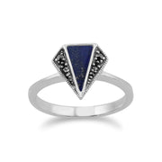 gemondo MARCASSITE Bague, en argent sterling 925 LAPIS LAZULI & marcassite art déco bague