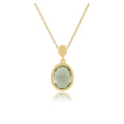 Pendentif Or Jaune 375 Quartz Oval Vert Clair