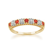 Gemondo Opale de Feu Bague, 9 CT or Jaune 0,15 CT Feu Opale & Diamant Bague Mi-éternité
