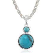 Turquoise Collier, Argent Sterling 3.2ct Turquoise Cabochon Deux Pierre Pendentif sur 45cm Chaîne