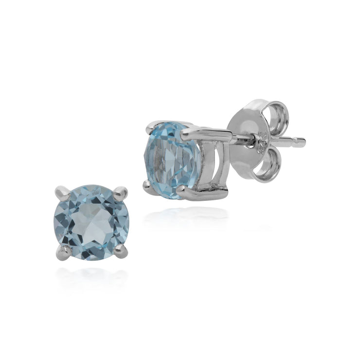 Topaze Boucles D'Oreilles, Argent Sterling Topaze Bleu Novembre Unique Boucles D'Oreilles
