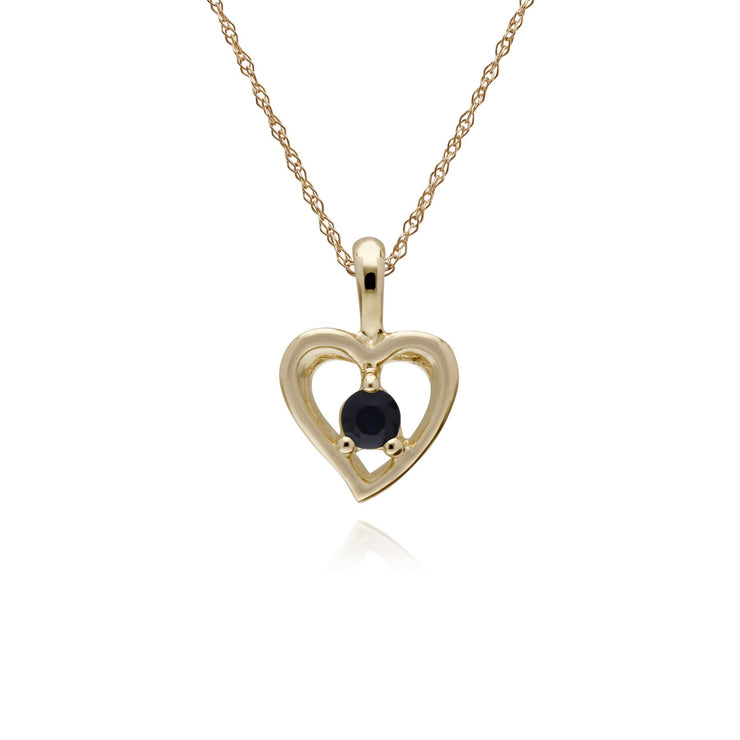 Saphir Collier, 9 CT or Jaune Saphir Pierre Unique Coeur Pendentif sur 45cm Chaîne