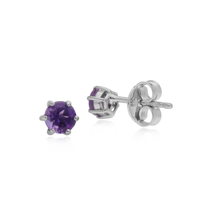 Améthyste Oreille Argent Sterling, Améthyste Février Simple Boucles