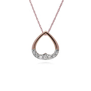Collier Diamant, 9 CT or Rose Cœurs en Diamant Pendentif sur 45cm Chaîne