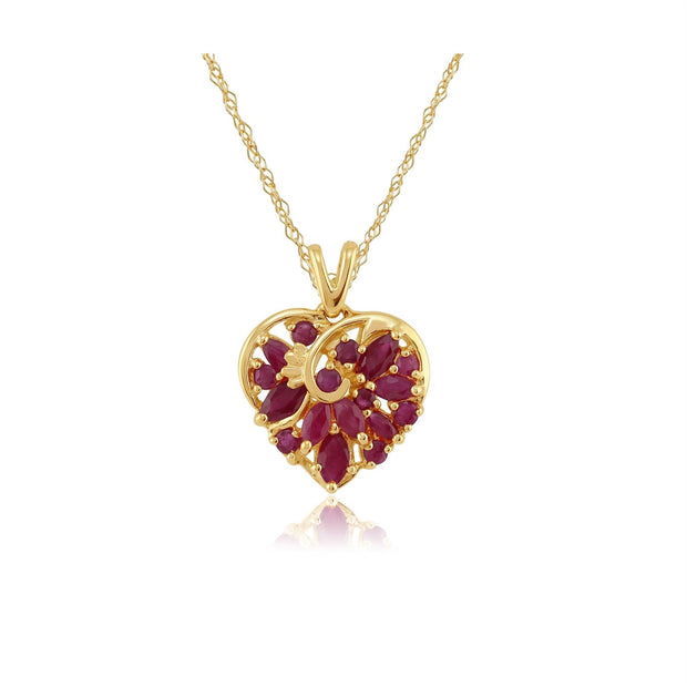 Pendentif Classique Or Jaune 375 Rubis Cœur