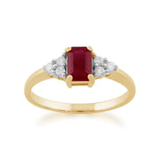 JAUNE 9 Ct Or 0.66CT NATUREL RUBIS & diamant bague pierre Unique