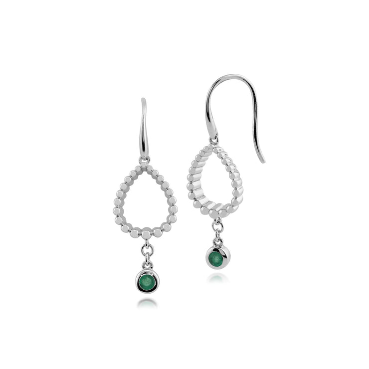 émeraude Boucles d'oreilles, en argent sterling 925 0.14CT CT ÉMERAUDE Boucles d'oreilles goutte