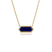 Collier Géométrique Argent 925 Plaqué Or avec Lapis Lazuli Hexagonal