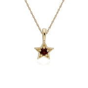 Pendentif et Boucles d'Oreilles Etoile Contemporaine Or Jaune 375 Grenat