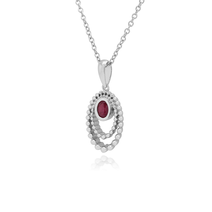 RUBIS Collier, en argent sterling 925 0.24CT CT RUBIS Pendentif sur 45cm chaîne
