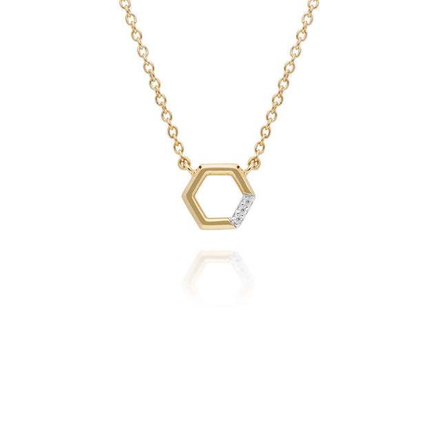 Collier Pavé Diamant Hexagone Or Jaune 375