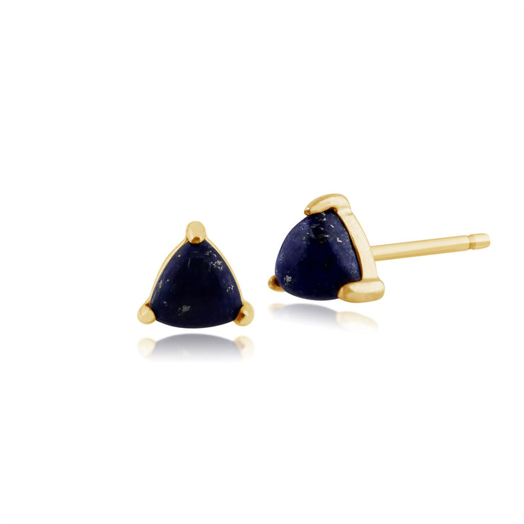 Boucles d'Oreilles Clou Classique Or Jaune 375 Lapis Lazuli Trillion