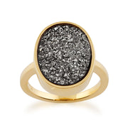 Gemondo 925 Argent Sterling Plaqué Or 6.6ct Lune Argent Brute Quartz Bague