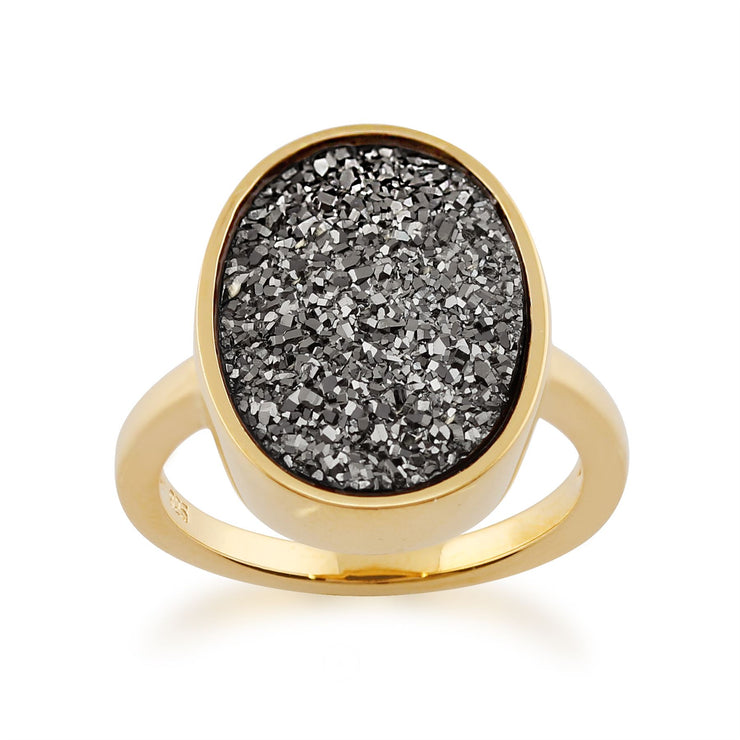 Gemondo 925 Argent Sterling Plaqué Or 6.6ct Lune Argent Brute Quartz Bague