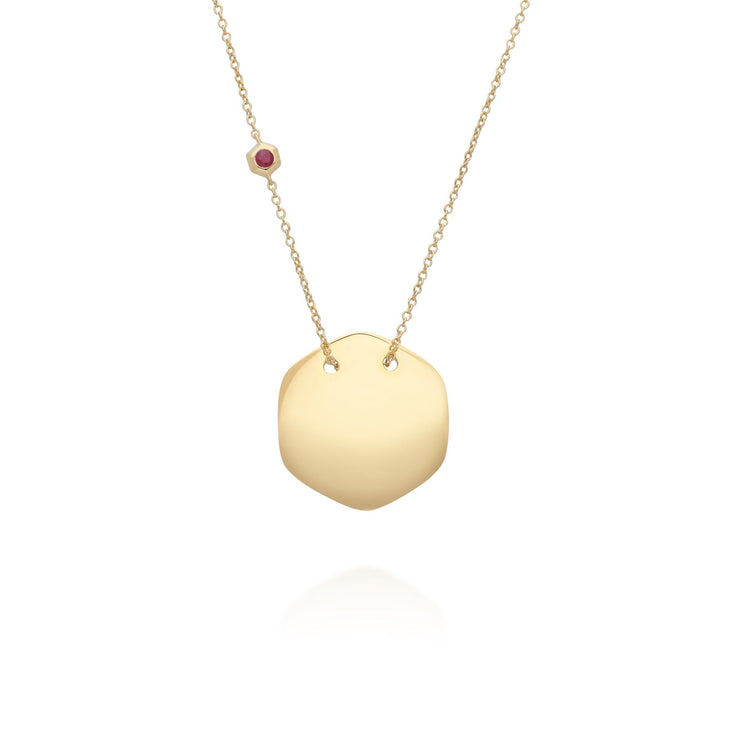 Collier à Graver Argent 925 Plaqué Or Jaune Rubis