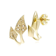 Boucles d'Oreilles Feuille Style Art Nouveau Marcassite