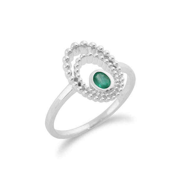 Gemondo Émeraude Bague, en Argent Sterling 925 0.18ct Émeraude Bague