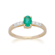 Gemondo 9ct Yellow Gold Emerald & Diamond Oval Cut Solitaire Ring