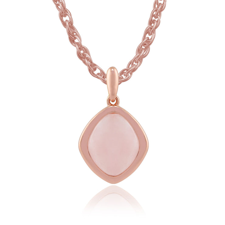 Quartz Rose 'Oxypetalum' Pastel Collier en 9ct Plaqué Or Rose Argent Sterling