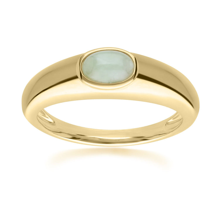 Bague Modern Classic Argent 925 doré à l'or fin avec jade verte ovale