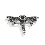 Broche Libellule Style Art Nouveau Argent 925 Saphir Oval et Marcassite