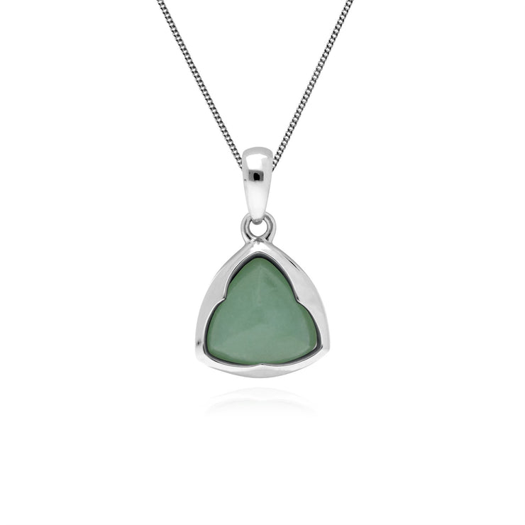 Jade pendant, Argent Sterling Prism Pain de Sucre Jade Pendentif sur 45cm Chaîne