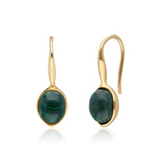 Boucles d'Oreilles Pendantes Irrégulier B Gem Argent 925 Plaqué Or Malachite