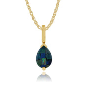 Pendentif et Boucles d'Oreilles Clou Classique Or Jaune 375 Opale Triplet Poire
