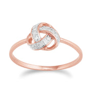 Gemondo - Bague diamant nœud amour or rose 9ct 'Evermore'