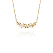 Collier et Boucles d'Oreilles Clou O Leaf Argent 925 Plaqué Or Perle