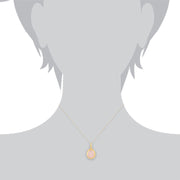 Pendentif et Boucles d'Oreilles Pendantes Boho Argent 925 Plaqué Or Jaune Quartz Rose Oval Serti Clos