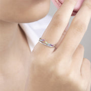 Bague V Arc-en-Ciel Argent 925