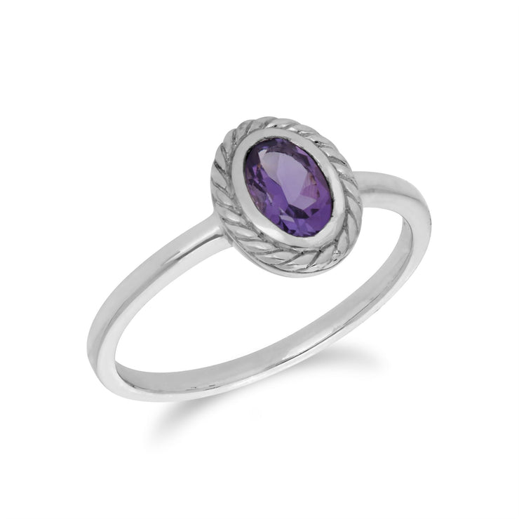 Gemondo Bague Amethyste, Argent Sterling Améthyste Février Corde Modèle Bague - Améthyste