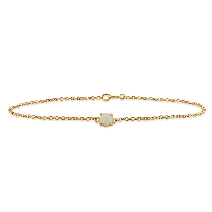 Bracelet Classique Or Jaune 375 Opale Cabochon Rond